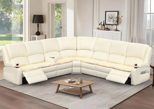 Vista 43 de Yolsali Sofá reclinable, sofá reclinable manual de 3 plazas con cojín de 2 niveles, sofás reclinables para sala de estar con consola removible