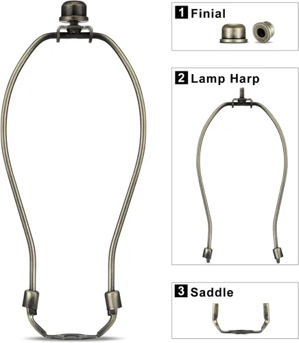Vista 2 de Kit de soporte de arpa de lámpara de 8 pulgadas con remate y base de sillín desmontable de alta resistencia, juego de 2 accesorios de iluminación