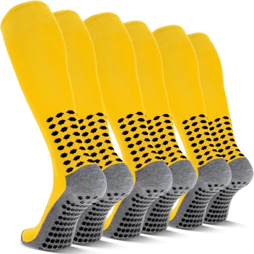 Vista 8 de 3 pares de calcetines de fútbol de agarre para hombre, acolchados, antideslizantes, para fútbol, baloncesto, deportes, hasta la rodilla, calcetines