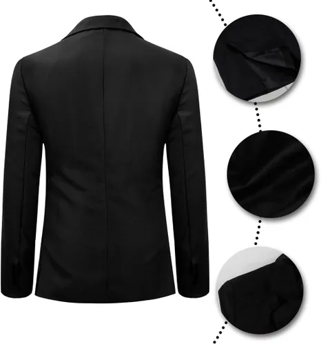 Vista 4 de YUNCLOS Chaqueta blazer casual de 1 botón con solapa con muescas para hombre