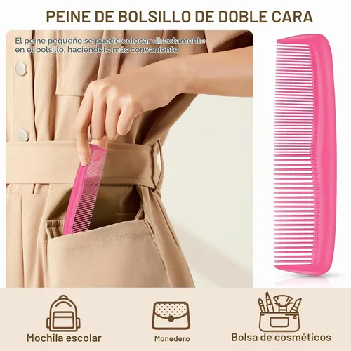 Vista 9 de NICEMOVIC Peines de pelo para mujer, peines de pelo de dientes anchos y cola de rata, herramienta para el cabello, 10 peines para el cabello