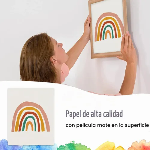 Vista 4 de Juego de 4 impresiones de pared boho Rainbow Nursery - You Are My Sunshine, decoración de habitación infantil
