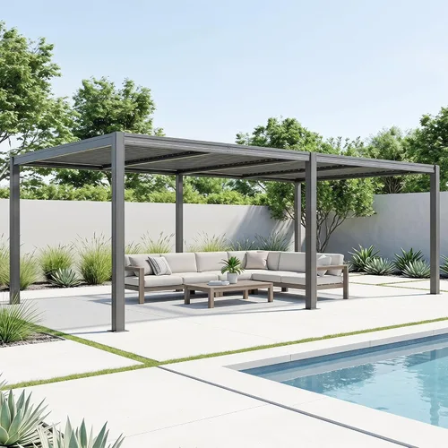 Vista 35 de Domi Pergola Screen All Aluminum, sombra de privacidad, 1 paquete, marrón