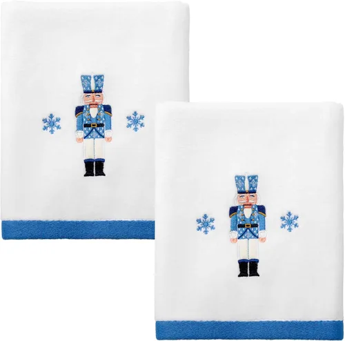 Vista 7 de Avanti Linens - Juego de 2 toallas para los dedos, terciopelo de algodón suave y absorbente, decoraciones navideñas, juego de 2
