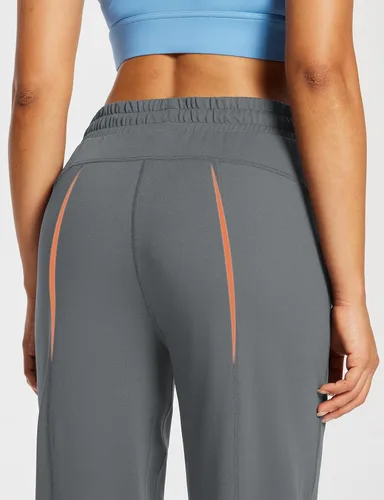 Vista 3 de baleaf Pantalones deportivos de pierna recta de 28 a 30 pulgadas para mujer, pantalones deportivos de pierna ancha, bolsillos elásticos y suaves
