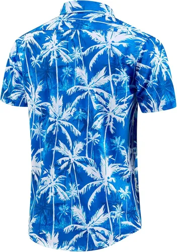 Vista 3 de EUOW - Camisas hawaianas para hombre de manga corta con botones, estampadas para la playa y el verano