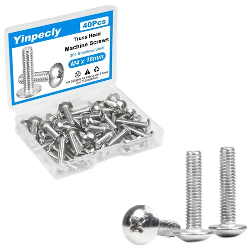 Vista 10 de 50 tornillos de máquina de cabeza de braguero M4 x 0.197 in, Phillips Drive