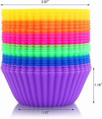 Vista 2 de New Star Foodservice 44270 Vasos de silicona reutilizables para hornear y forros para cupcakes, juego de 24