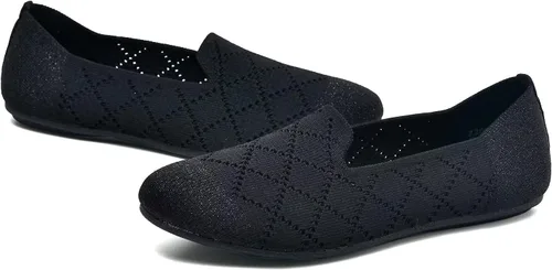 Vista 6 de poemlady Zapatos planos de ballet para mujer, zapatos de vestir de punto con punta redonda sin cordones, zapatos planos de bailarina para caminar