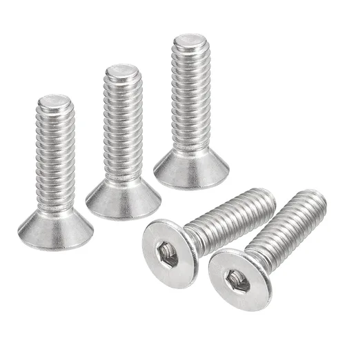 Vista 19 de uxcell tornillos de cabeza avellanada plana #8-32x1/2, 25 piezas de tornillos de cabeza plana con llave hexagonal de acero inoxidable 304, rosca