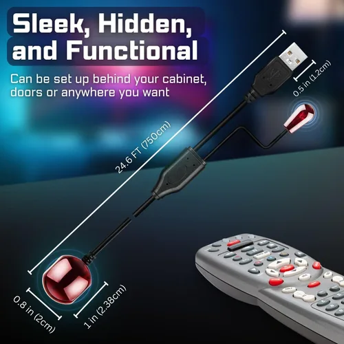 Vista 8 de TNP Cable extensor de control remoto infrarrojo infrarrojo (10 pies) - Receptor IR alimentado por USB y cable de extensión de emisor IR - Kit