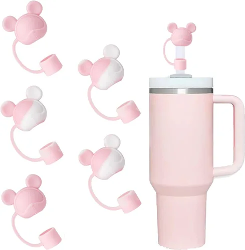 Vista 21 de Juego de 4 fundas de popote con diseño de estrella compatibles con vasos Stanley de 30 y 40 onzas, reutilizables, bonitas puntas de popote