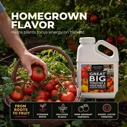 Vista 6 de Great Big Tomatoes and Vegetables - Fertilizante líquido Booster – Acondicionador orgánico de suelo, extracto de compost líquido con ácido húmico