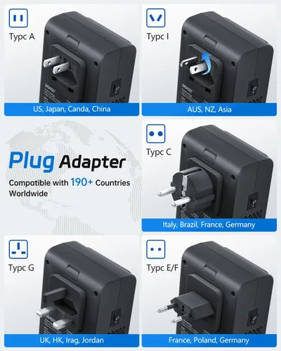 Vista 5 de DOACE Convertidor de 220 V a 110 V Convertidor de voltaje de 350 W de EE. UU. a Europa para alisador de cabello/convertidor de rizador para viajes