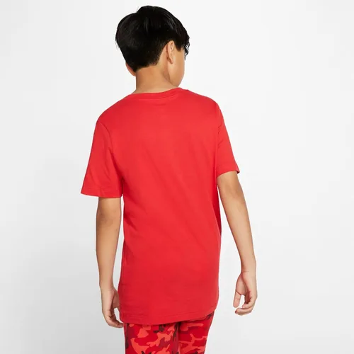 Vista 5 de Nike Camiseta NSW para niños Bordado Logo Futura Camisetas AR5254-101 Talla, Gris oscuro jaspeado Blanco