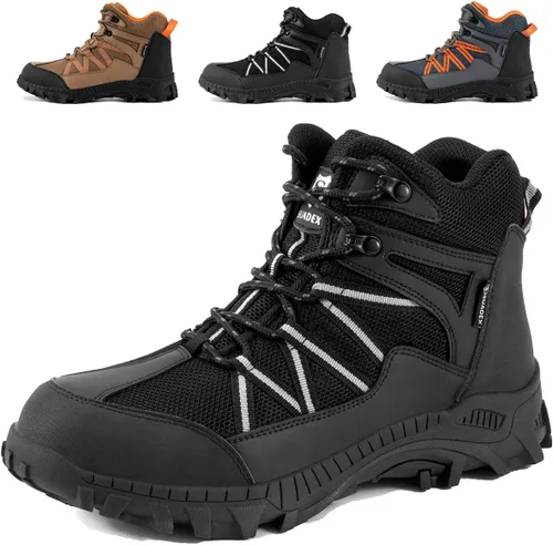 Vista 9 de SUADEX - Botas de puntera de acero para hombre, Botas de trabajo indestructibles para mujer, Zapatos de construcción, punta compuesta