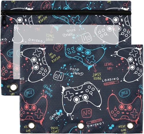 Vista 9 de Estuche para lápices para carpeta de 3 anillos de fútbol americano con cremallera, bolsas de cosméticos transparentes para oficina, universidad