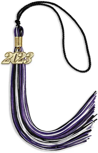 Vista 49 de Endea Graduation Borla mixta de triple color con gota de fecha dorada (negro/dorado/blanco, 2021)