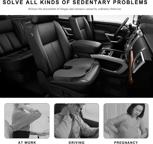 Vista 5 de Cojín para Asiento de Coche, Cojín de Espuma Viscoelástica para Alivio del Dolor de Coxis y Ciática, Cojín de Asiento Ergonómico Cómodo para Silla