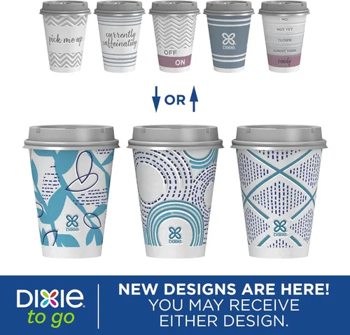 Vista 4 de Dixie To Go Vasos de papel desechables con tapa resistente a fugas, 12 onzas, 60