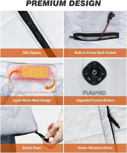 Vista 5 de Chaleco térmico ligero para mujer, chaleco térmico inteligente con diseño de luces, chaquetas térmicas para mujer, batería no incluida