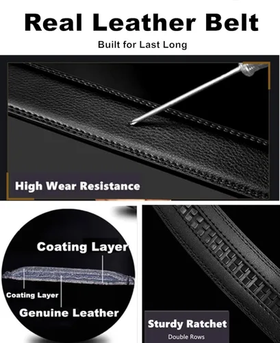 Vista 5 de Oyifan Black Leather Belts for Men Dress Casual Ratchet Belt, Cut To Fit, Gift Box