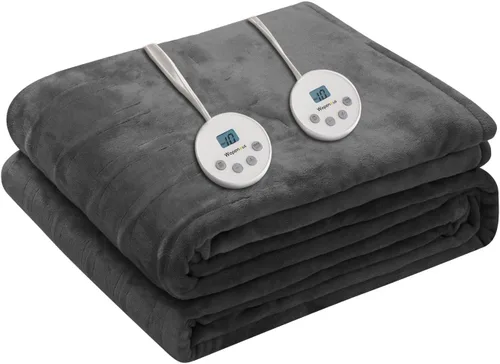 Vista 9 de Wapaneus Manta térmica eléctrica con bolsillo para los pies, con 10 niveles de calefacción y 4 ajustes de temporizador, 4 horas de apagado