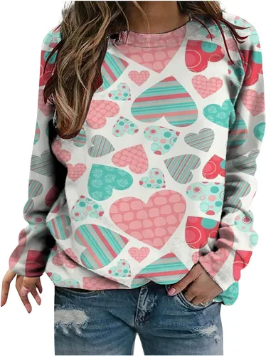 Vista 9 de Sudadera de manga larga con estampado de leopardo y corazón para mujer, para el día de San Valentín, sin botones, para niñas, regalos