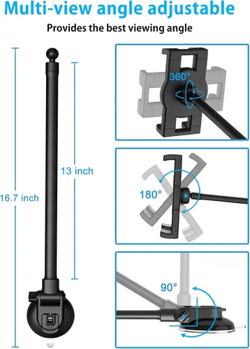 Vista 3 de Soporte de tablet para parabrisas de automóvil [brazo flexible de cuello de cisne de 13 pulgadas] Soporte de tableta de súper succión para automóvil
