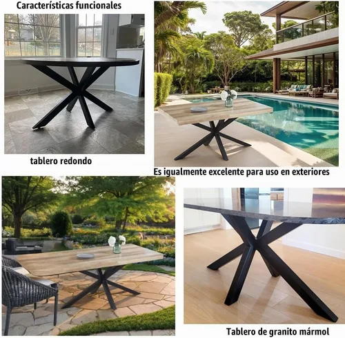 Vista 4 de Patas de mesa de comedor modernas de metal de 30 pulgadas con ventosas, base de escritorio resistente para superficie de mármol, vidrio, madera