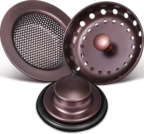 Vista 15 de Mudder 3 piezas de colador y tapón de drenaje para fregadero de cocina, tapón de eliminación de basura de acero inoxidable con asa, filtro universal