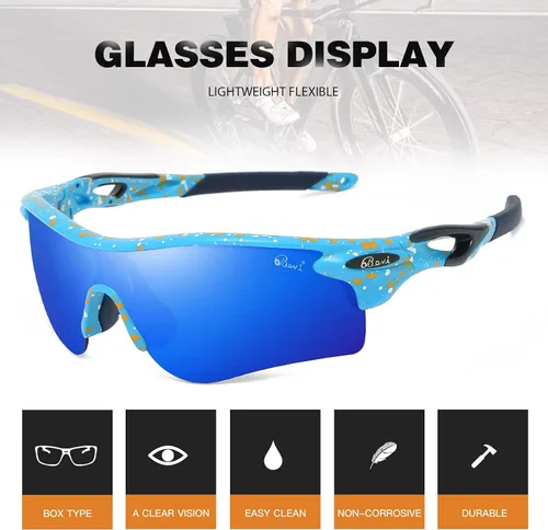 Vista 6 de Bevi Lentes de sol deportivos polarizados TR90, marco duradero y ultraligero para hombres y mujeres, béisbol, correr, ciclismo, golf