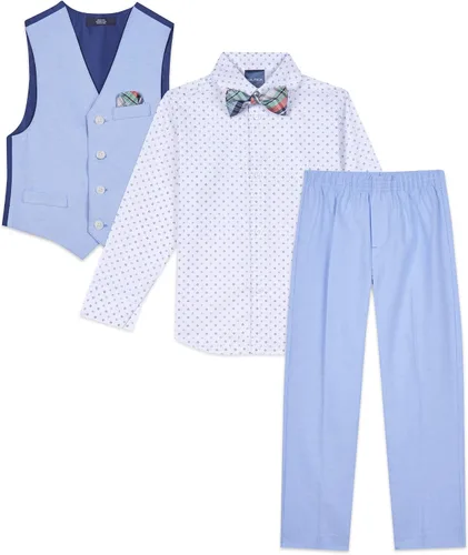 Vista 7 de Nautica Boys' 4-Piece Set with Dress Shirt, Bowtie, Vest and Pants
