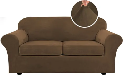 Vista 137 de H.VERSAILTEX - Funda elástica para sofá de 2 piezas, funda protectora de terciopelo, suave, con parte inferior elástica, con un ancho de hasta 49
