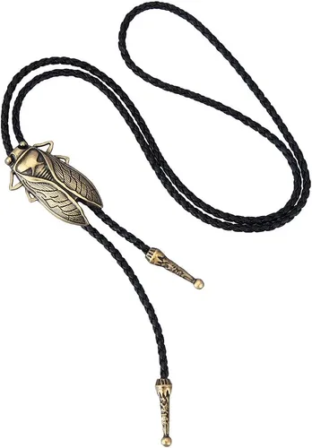 Vista 142 de Jeilwiy Corbata de bolo para hombre, corbata de vaquero occidental, collar de corbata de bolo dorado, corbata de cuero, corbata de Halloween