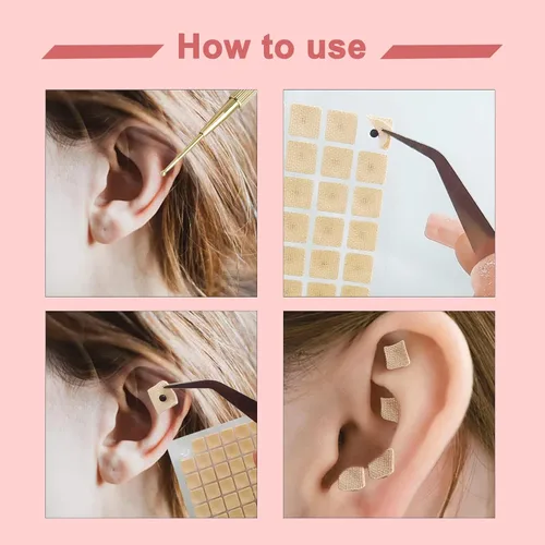 Vista 6 de Kit de 600 semillas de acupuntura con aguja de acupuntura, puntas de oreja, guía de gráficos para principiantes, herramientas faciales