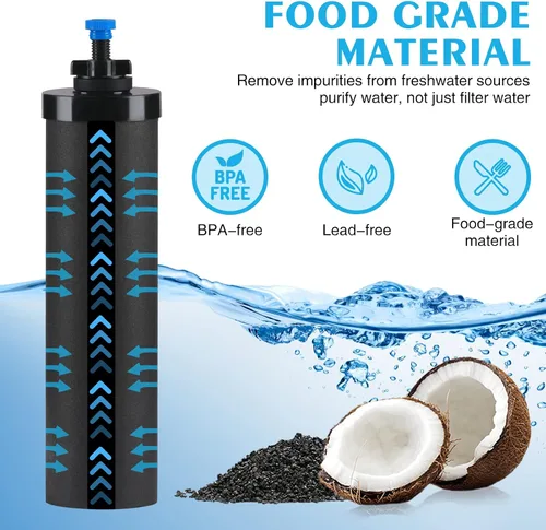 Vista 2 de Filtro de agua de repuesto para filtro de agua, filtros de carbón activado negro, compatible con Doulton Super Sterasyl y Traveler, Nomad, King, Big