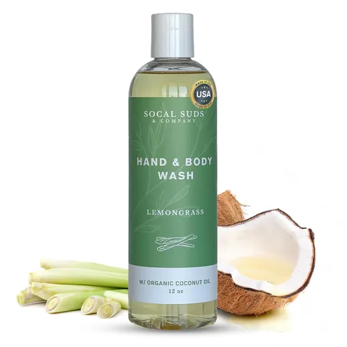 Vista 11 de SoCal Suds & Company Gel de baño orgánico - Jabón líquido suave para manos y cuerpo para hombres y mujeres, fabricado con aceites orgánicos y aceite