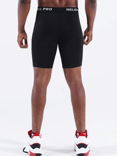 Vista 5 de NELEUS Paquete de 3 pantalones cortos de compresión para correr con bolsillos para hombre