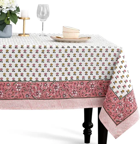 Vista 30 de CPC - Mantel cuadrado 100% algodón, 60 x 60 pulgadas, estampado de bloques indios, mantel para bodas, primavera/verano, barbacoa, verde ágata