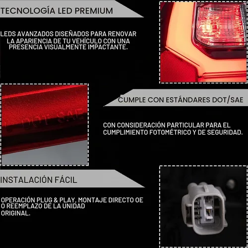 Vista 5 de VLAND Conjunto de luces traseras para Toyota Hilux 2015-2020 Base, Chasis, Doble Cab, SR, DLX (no para Tonka), lámpara trasera con DRL, señal