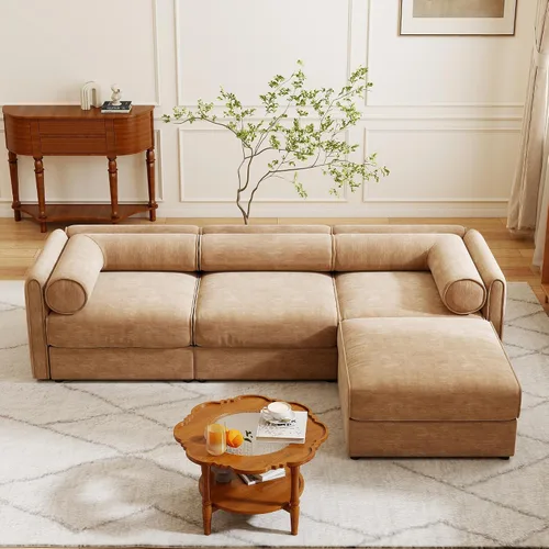 Vista 18 de KEVINSPACE Sofá de 104.72 pulgadas, moderno de mediados de siglo, sofá de 3 plazas para sala de estar, sofás de asiento profundo, muebles, cómodos