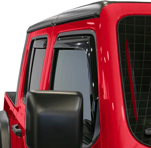 Vista 2 de Voron Glass - Deflectores de ventana in-Channel extra duraderos para Jeep Gladiator 2020-2026, protectores para la lluvia, viseras de ventilación