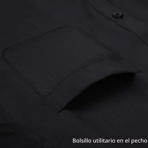 Vista 5 de Camisas de vestir de manga larga para hombre - Camisa casual de ajuste regular con botones y bolsillos Negro