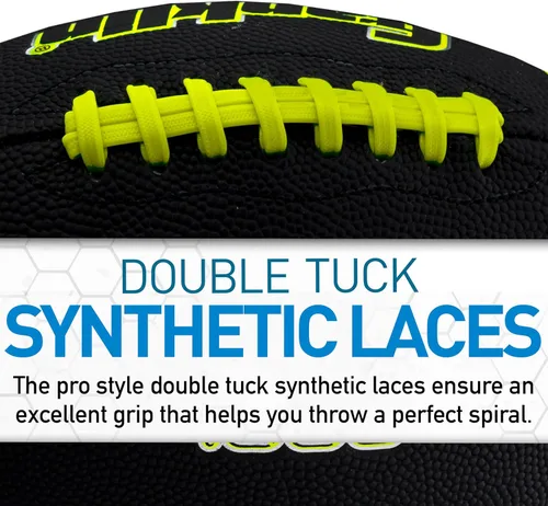 Vista 3 de Franklin Sports Youth + Adult Footballs - Extra Grip 1000 Official Size, Junior + Pee Wee Kids - 1 + 12 Packs Negro/Óptico