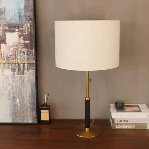Vista 9 de Lámpara de mesa con cadena de tracción de 26.4 pulgadas, moderna lámpara de noche de mediados de siglo para mesas auxiliares de sala de estar, luz