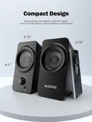 Vista 13 de Bluedee Altavoces de computadora para PC de escritorio, altavoces de PC de doble controlador con luces RGB, altavoz USB compacto con cable Plug &