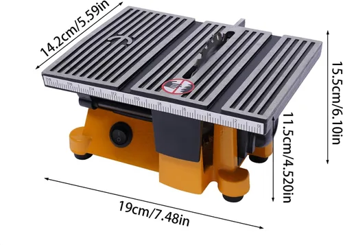 Vista 8 de Mini banco de sierra de mesa de 90 W 1/8 HP de 4 pulgadas, máquina de corte de piedra de vidrio y madera, mini herramienta de corte de sierra
