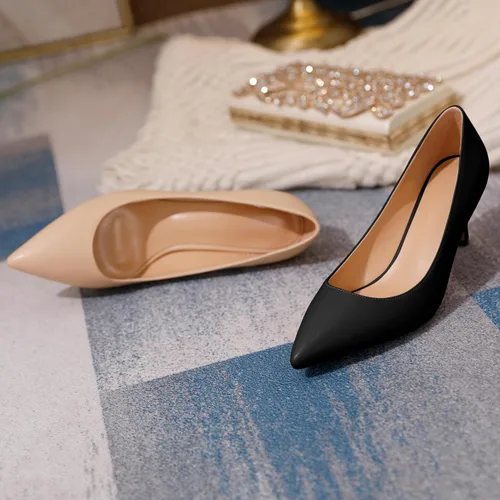 Vista 5 de YODEKS Zapatos de vestir clásicos de tacón bajo y medio para mujer con punta puntiaguda