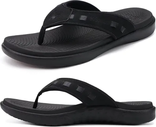 Vista 13 de KuaiLu - Sandalias deportivas para hombre con soporte de arco ortopédico estilo tanga con soporte para fascitis plantar para exteriores, de verano